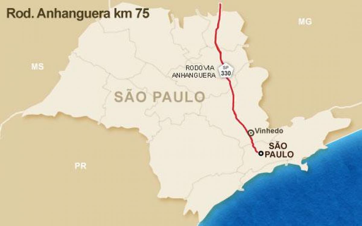 નકશો Anhanguera હાઇવે - એસપી 330
