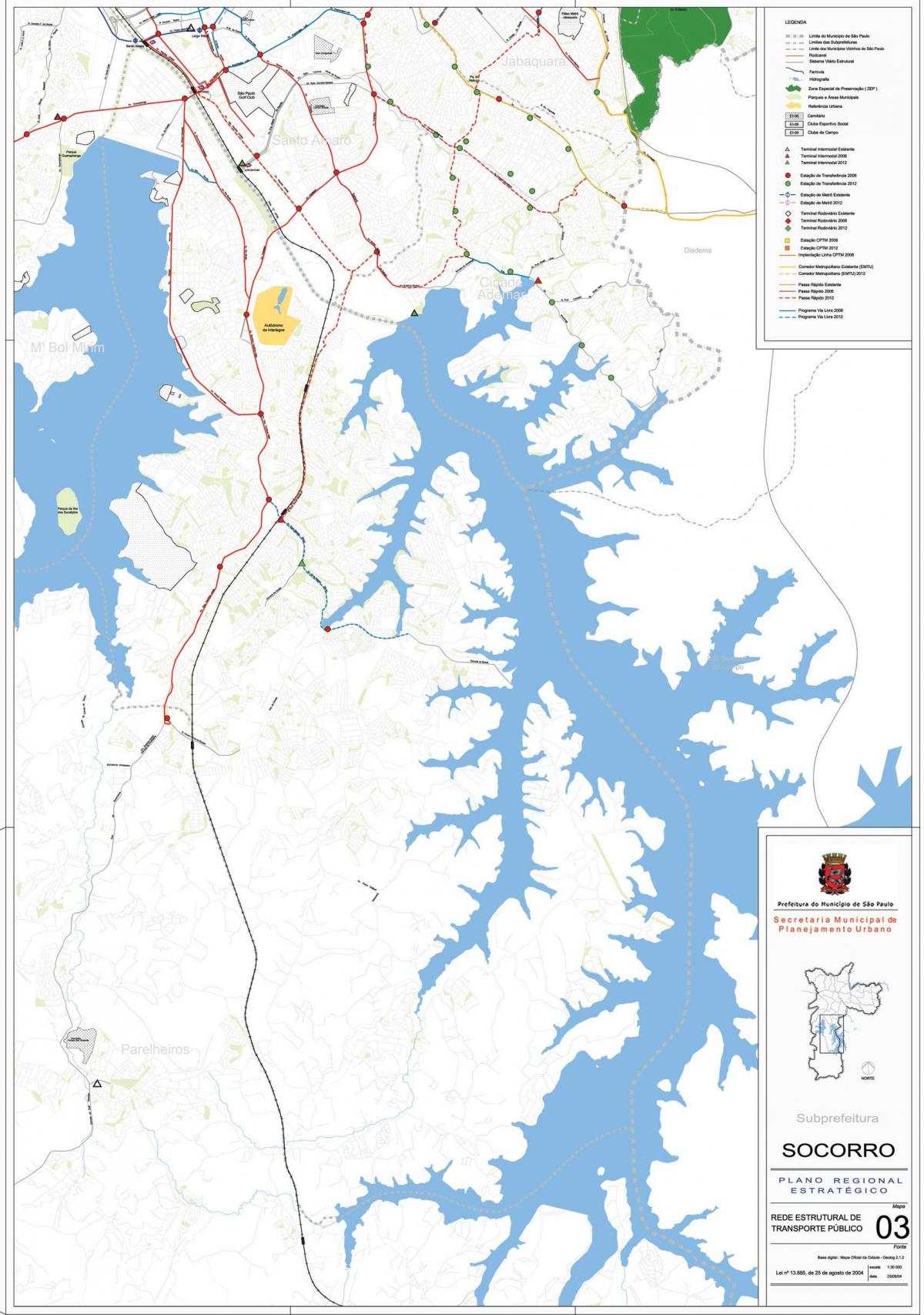 નકશો Capela શું Socorro સાઓ પાઉલો - જાહેર પરિવહન