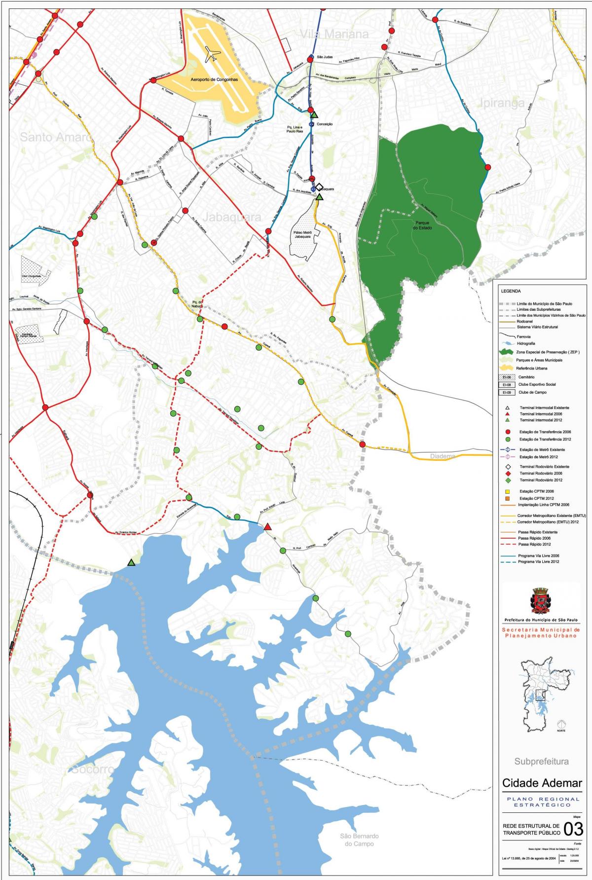 નકશો Cidade Ademar સાઓ પાઉલો - જાહેર પરિવહન