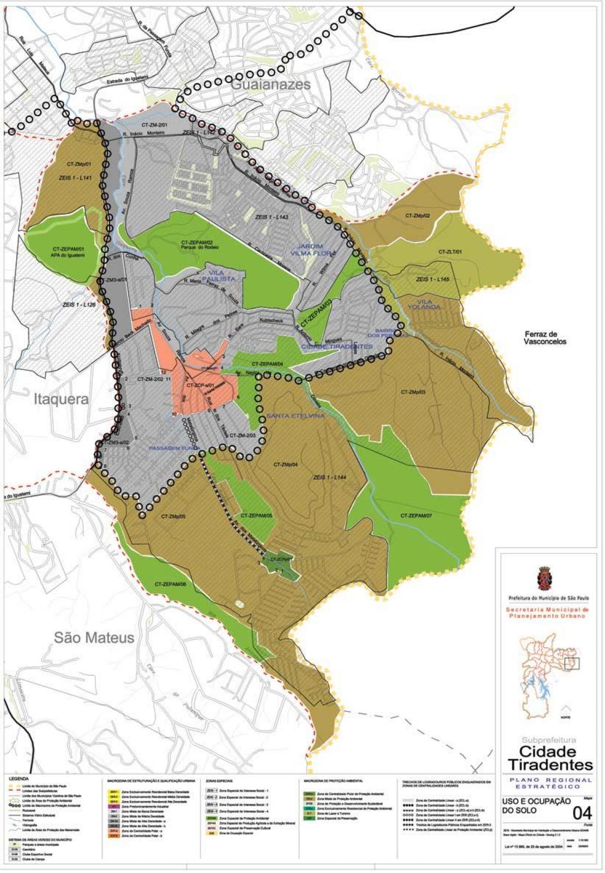 નકશો Cidade Tiradentes સાઓ પાઉલો - વ્યવસાય જમીન