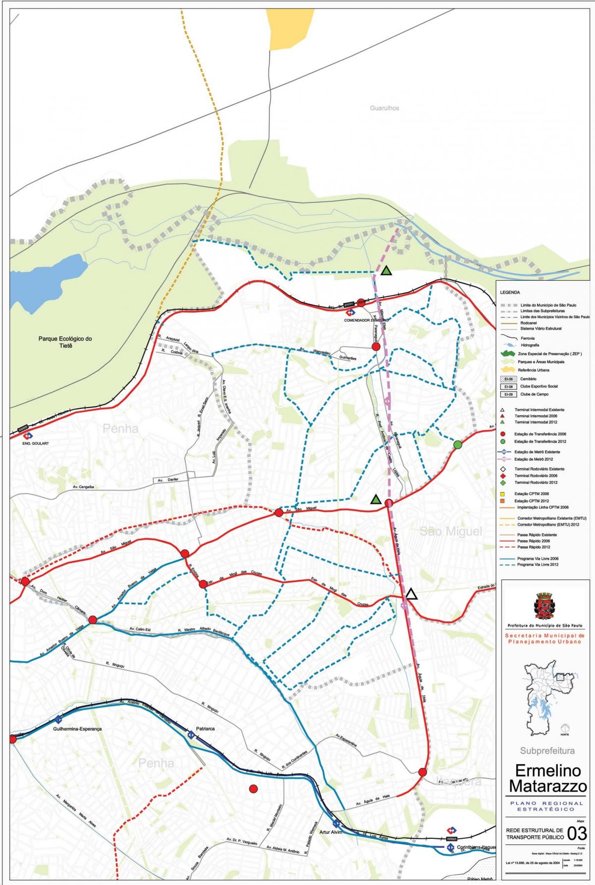 નકશો Ermelino Matarazzo સાઓ પાઉલો - જાહેર પરિવહન