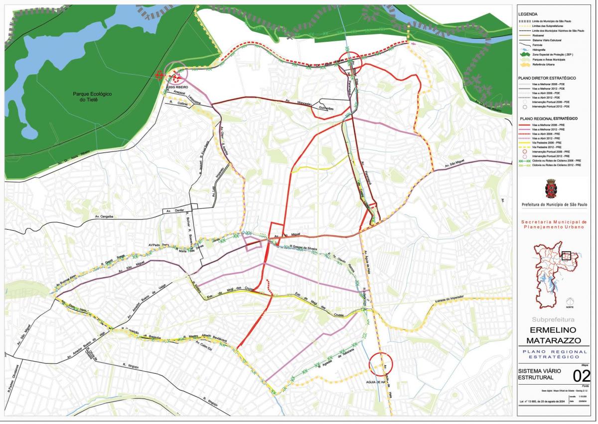 નકશો Ermelino Matarazzo સાઓ પાઉલો - રસ્તાઓ