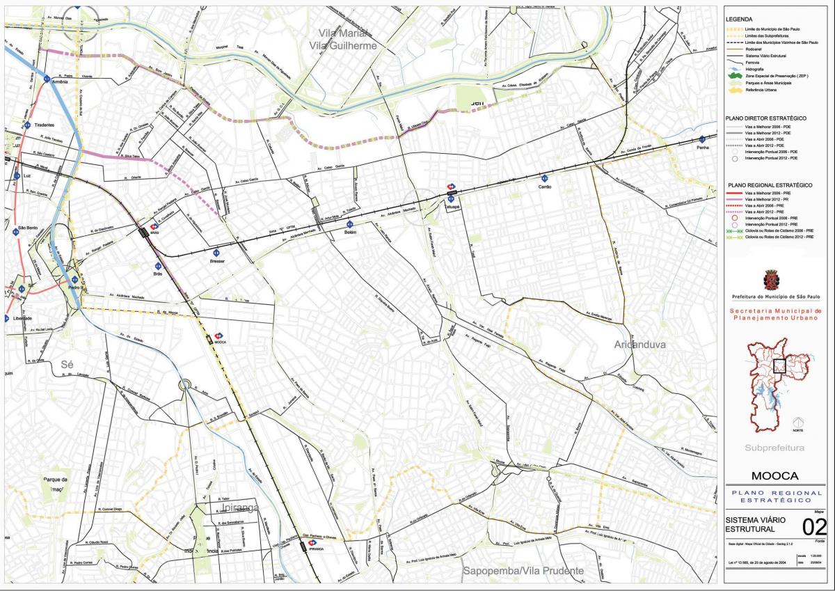 નકશો Mooca સાઓ પાઉલો - રસ્તાઓ