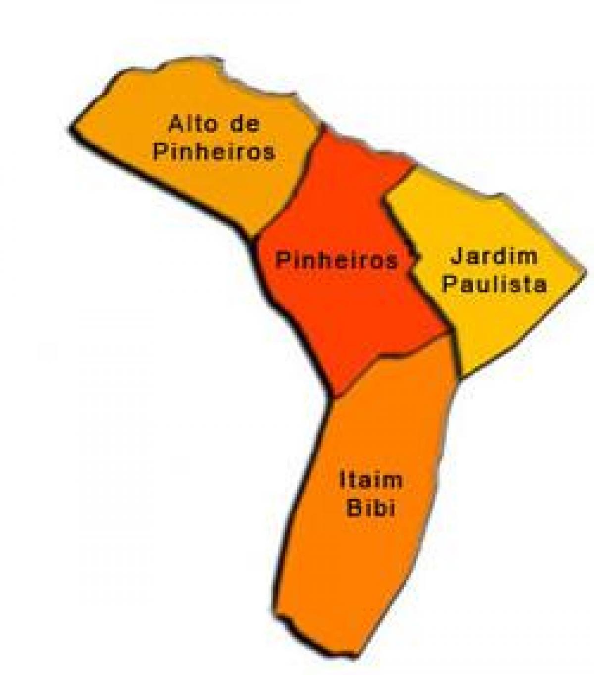 નકશો Pinheiros પેટા-પ્રીફેકચર