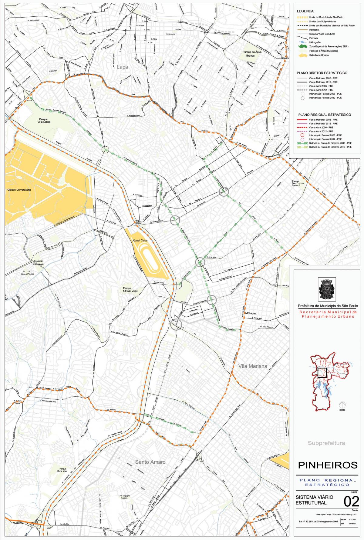 નકશો Pinheiros સાઓ પાઉલો - રસ્તાઓ