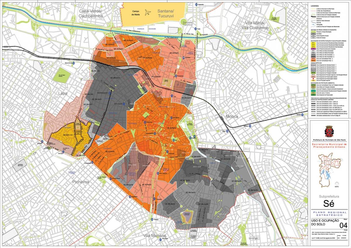 નકશો Sé સાઓ પાઉલો - વ્યવસાય જમીન