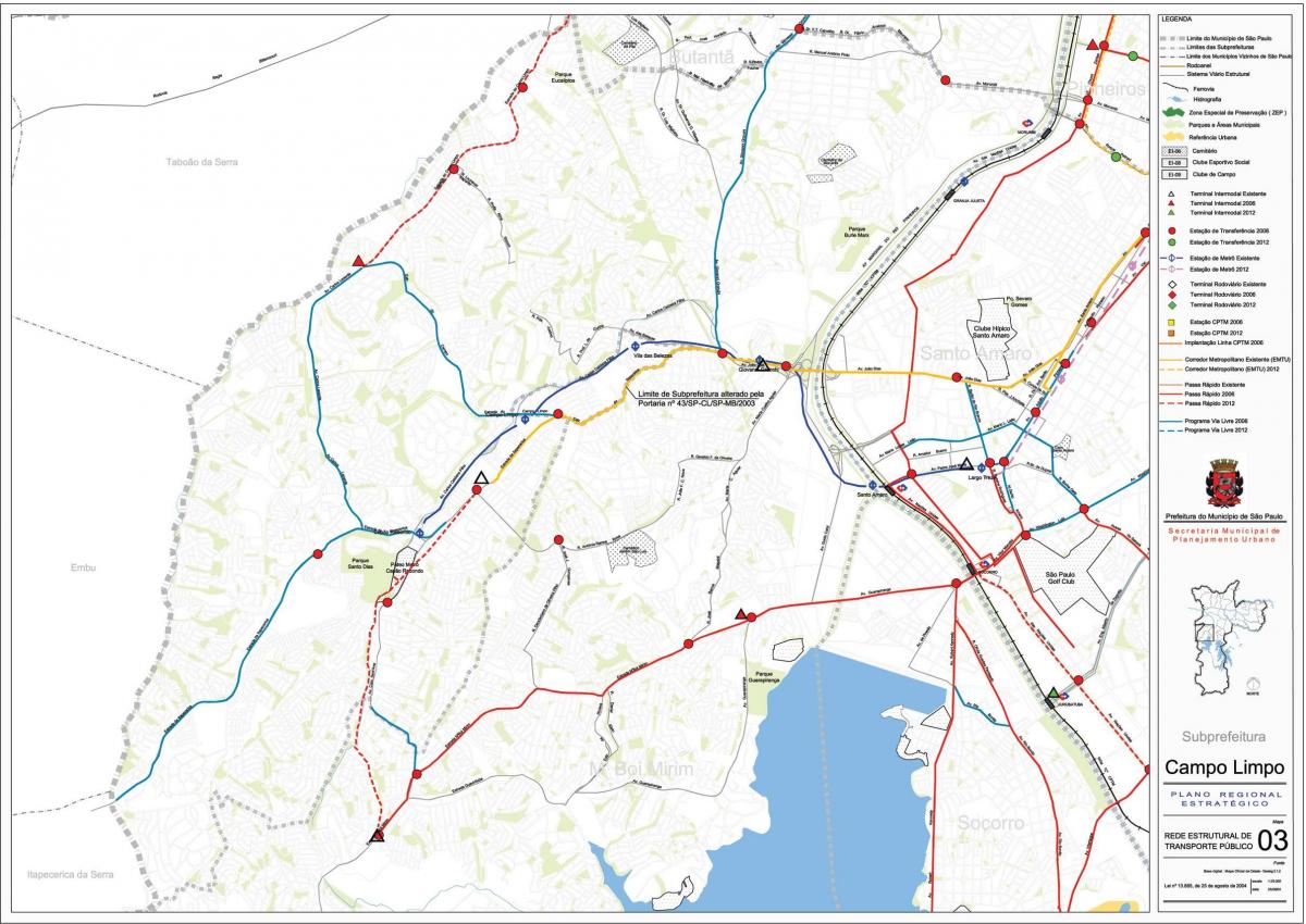 નકશો કેમ્પો Limpo સાઓ પાઉલો - જાહેર પરિવહન