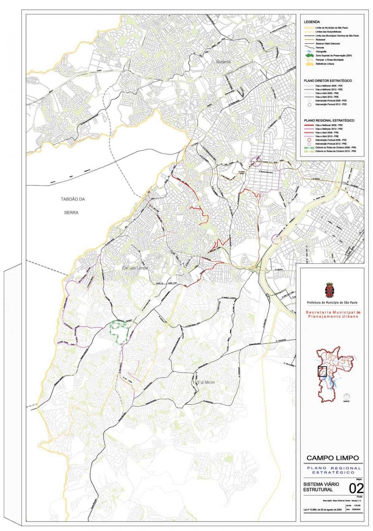 નકશો કેમ્પો Limpo સાઓ પાઉલો - રસ્તાઓ