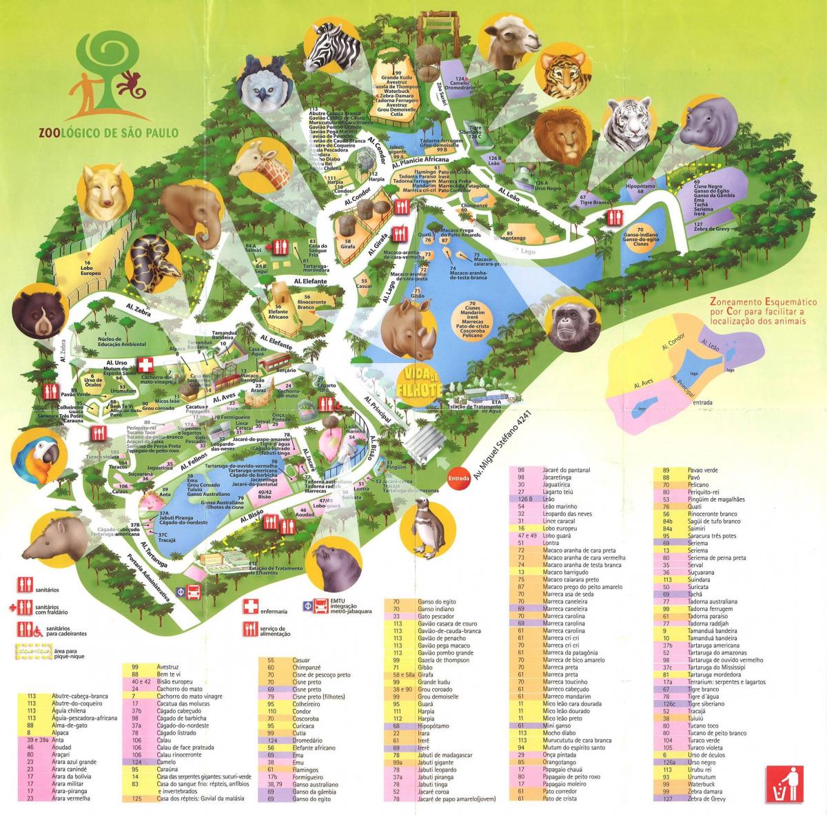 નકશો ઝૂઓલોજિકલ પાર્ક સાઓ પાઉલો