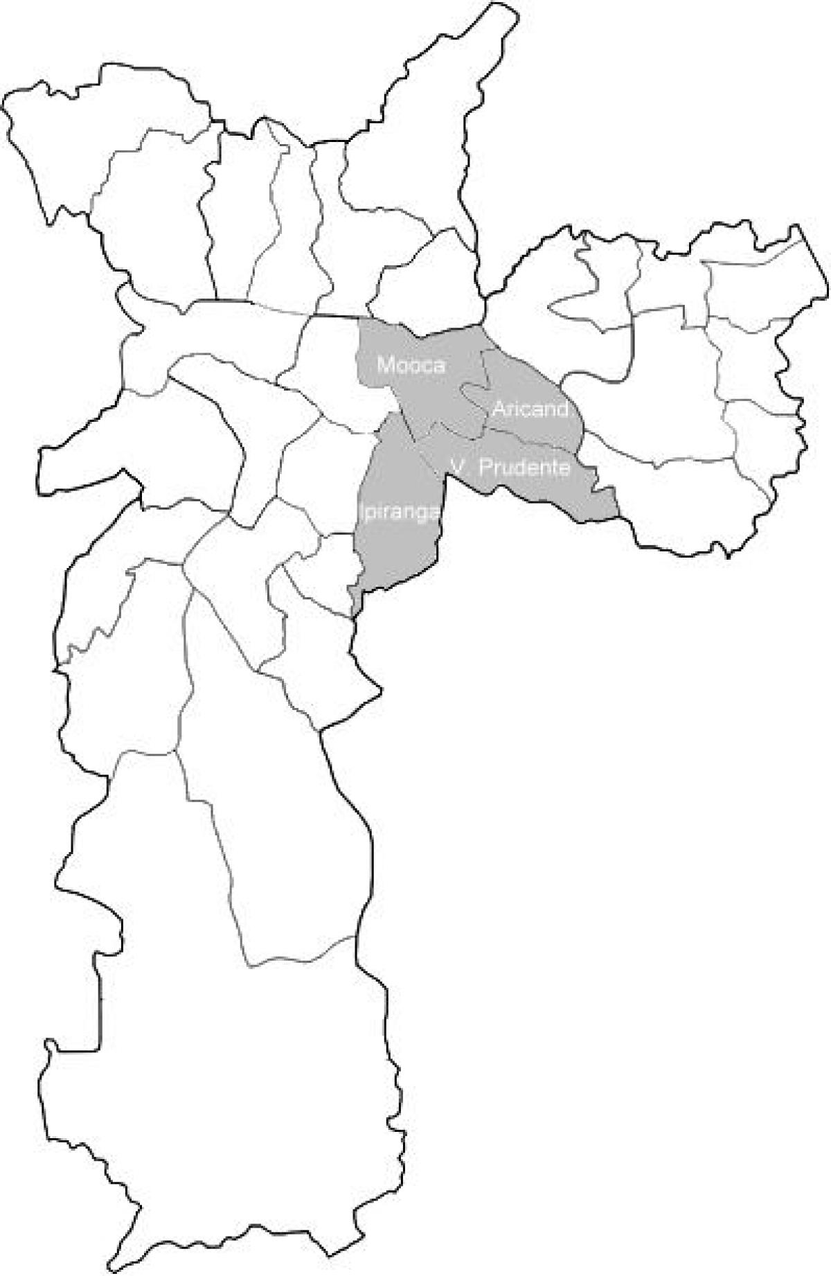 નકશો ઝોન Sudeste સાઓ પાઉલો