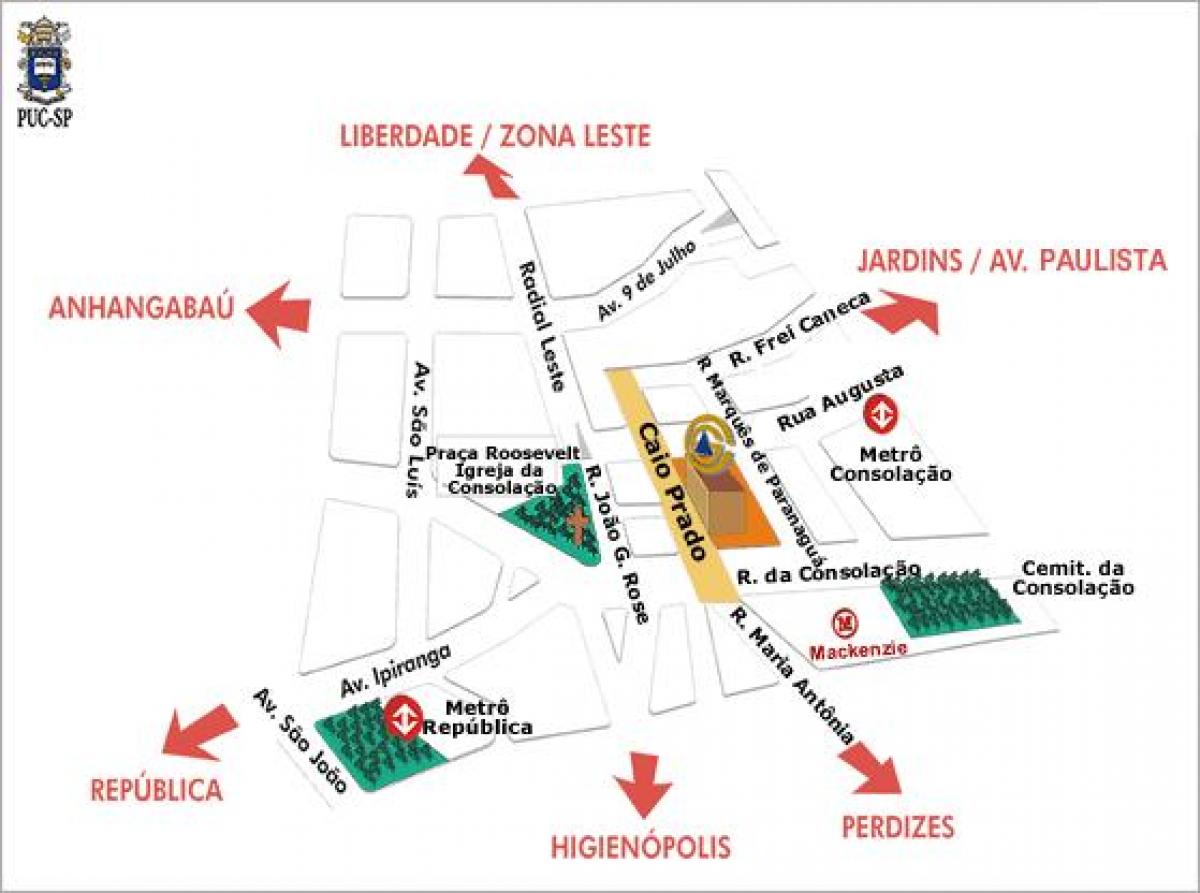 નકશો મેડિવિયલ કેથોલિક યુનિવર્સિટી ઓફ સાઓ પાઉલો