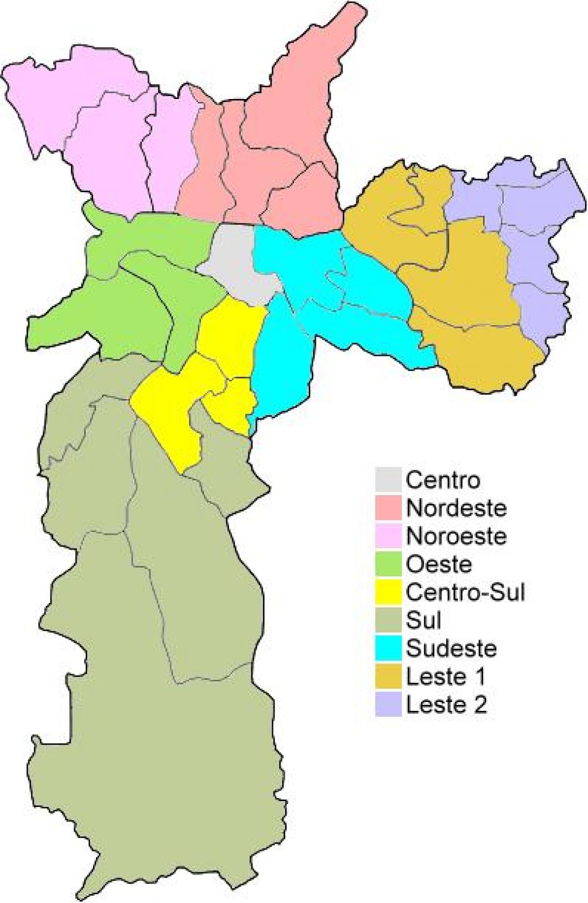 નકશો વહીવટી વિસ્તારો માં સાઓ પાઉલો