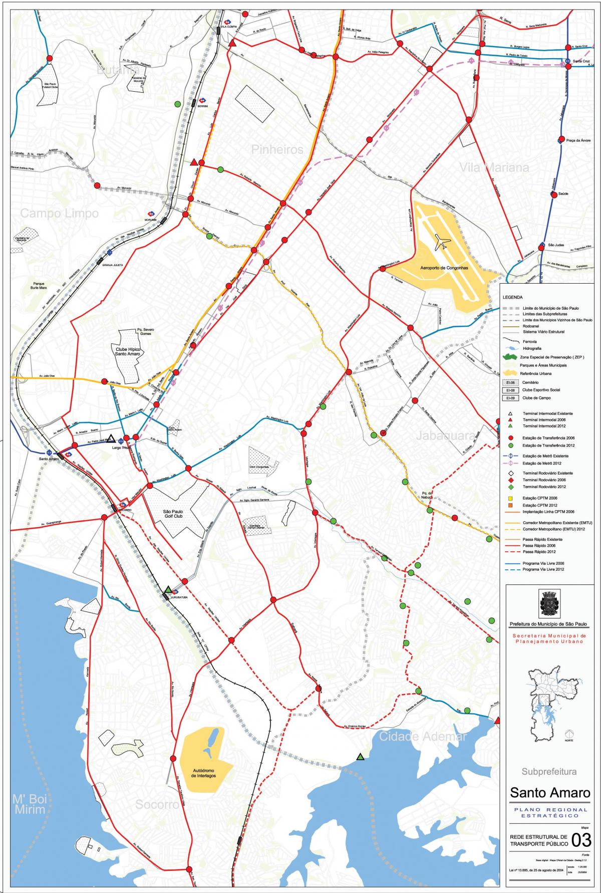 નકશો સંતો અમેરો સાઓ પાઉલો - જાહેર પરિવહન