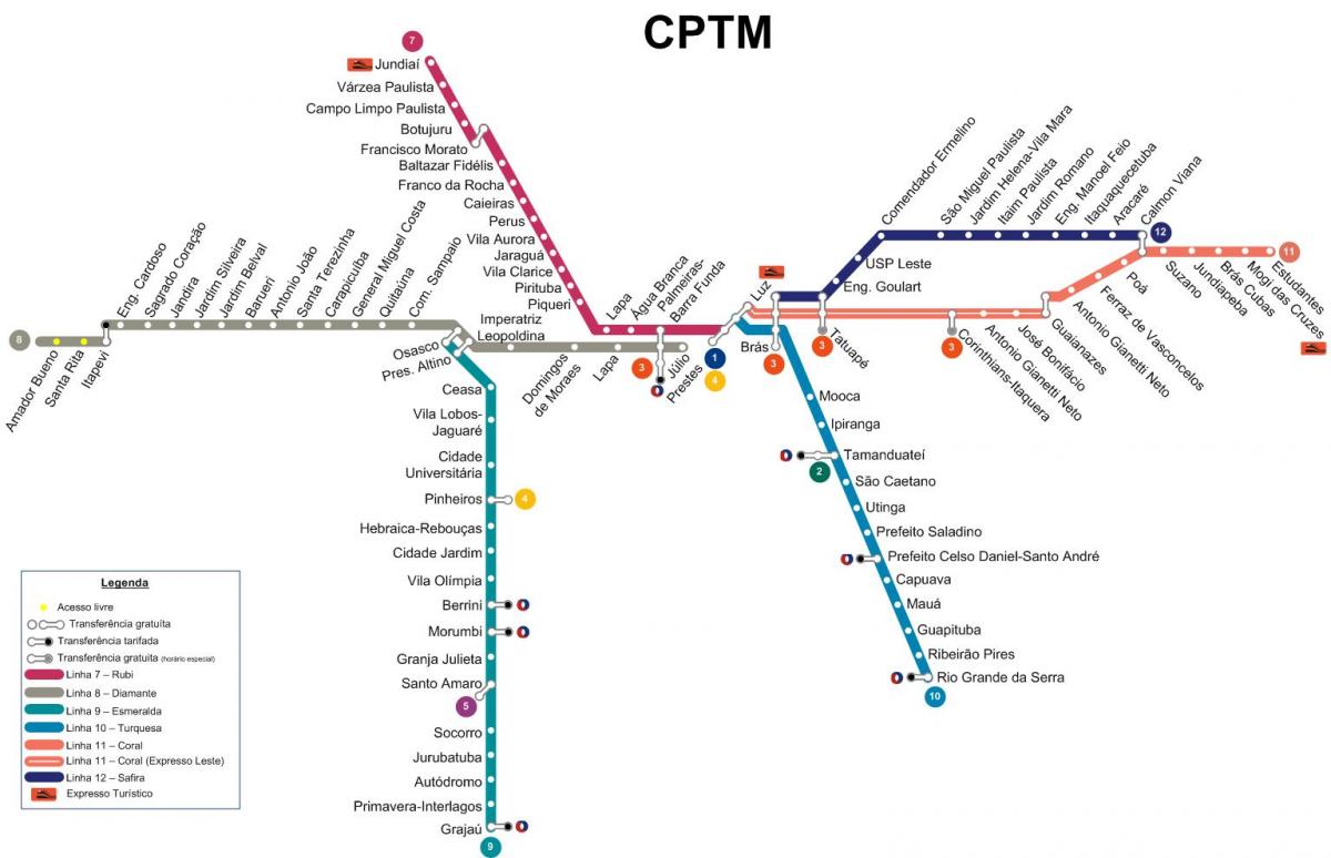 નકશો સાઓ પાઉલો CPTM