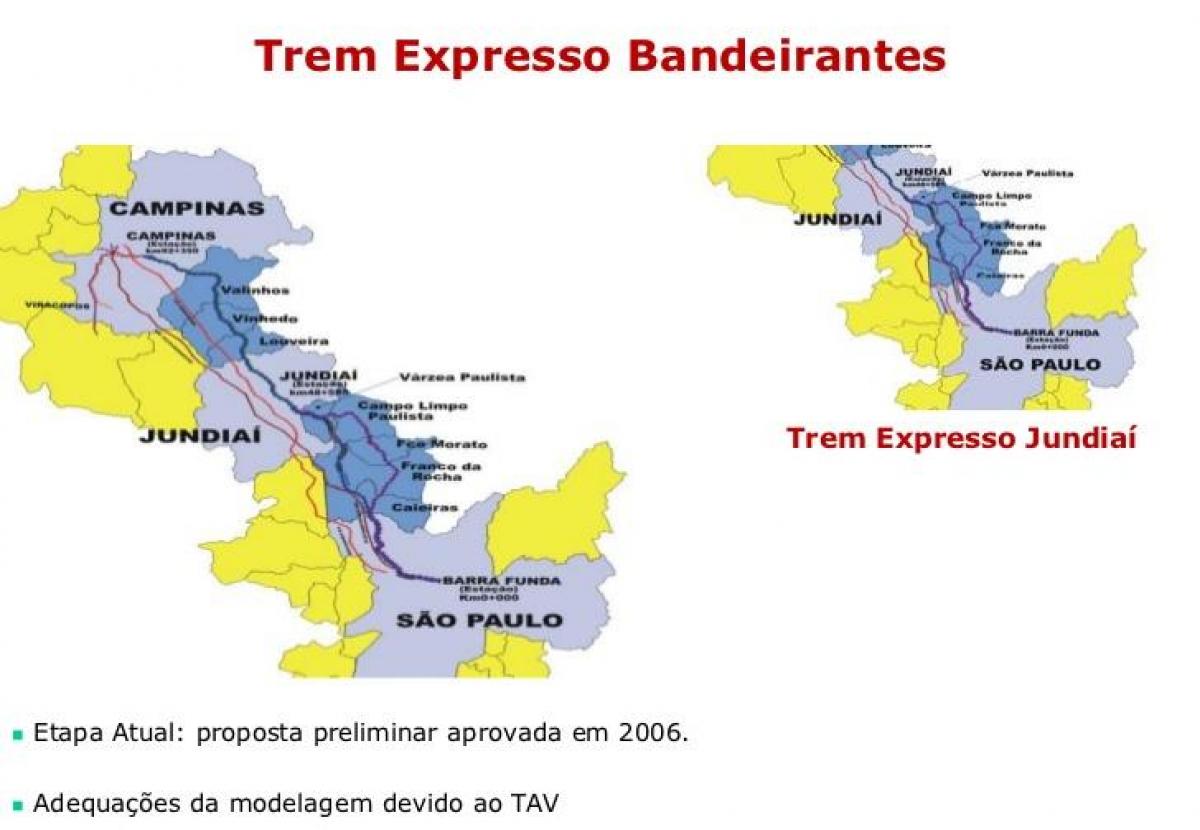 નકશો સાઓ પાઉલો Expresso Bandeirantes