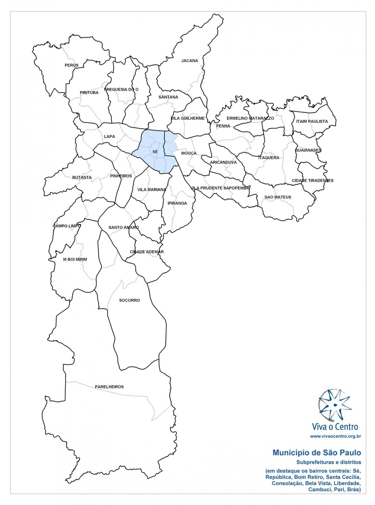 નકશો સેન્ટ્રલ ઝોન સાઓ પાઉલો