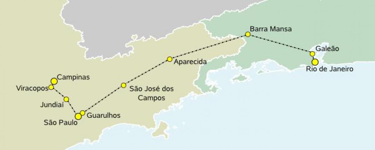 નકશો હાઇ-સ્પીડ ટ્રેન સાઓ પાઉલો