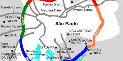 નકશો Mário Covas હાઇવે - એસપી 21