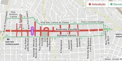 નકશો Paulista એવન્યુ સાઓ પાઉલો