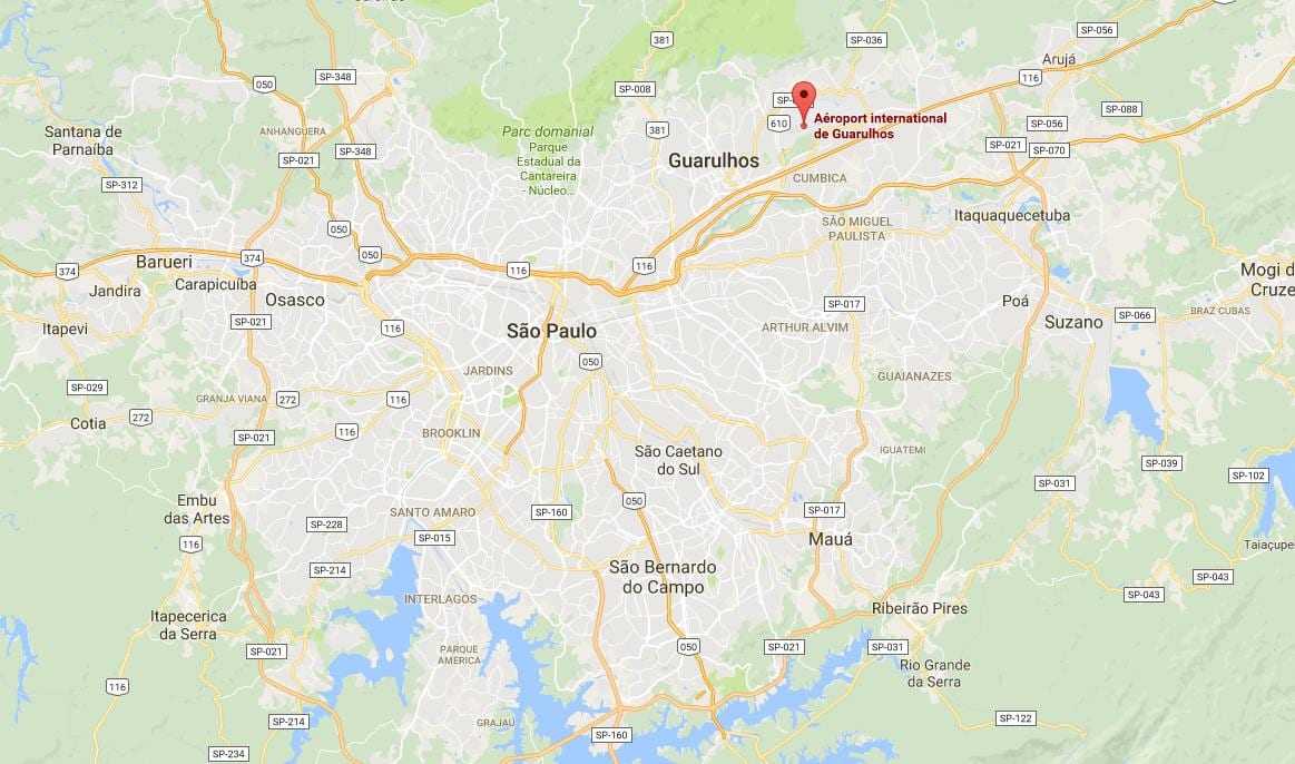 નકશો આંતરરાષ્ટ્રીય એરપોર્ટ Guarulhos