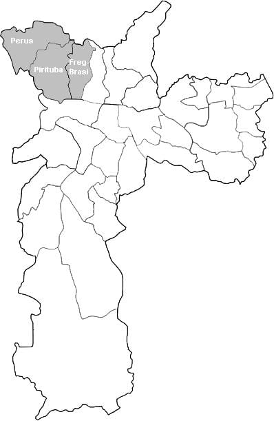 નકશો ઝોન Noroeste સાઓ પાઉલો