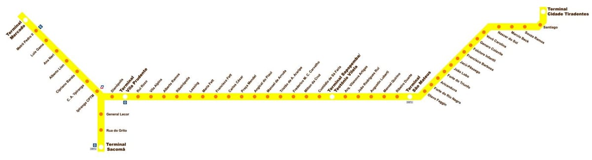 નકશો ટર્મિનલ Sacomã Expresso Tiradentes