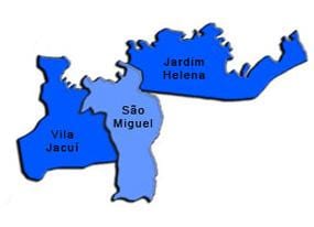 નકશો સાઓ મિગુએલ Paulista પેટા-પ્રીફેકચર