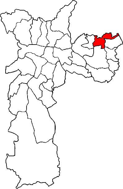 નકશો સાઓ મિગુએલ Paulista પેટા-પ્રીફેકચર સાઓ પાઉલો