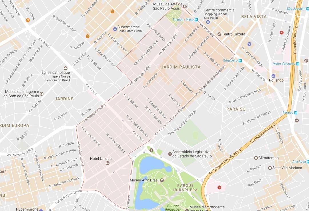 નકશો Jardim Paulista સાઓ પાઉલો
