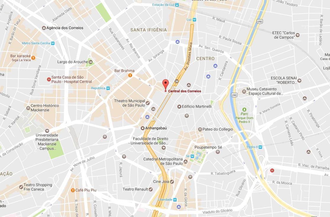 નકશો Palácio dos Correios સાઓ પાઉલો