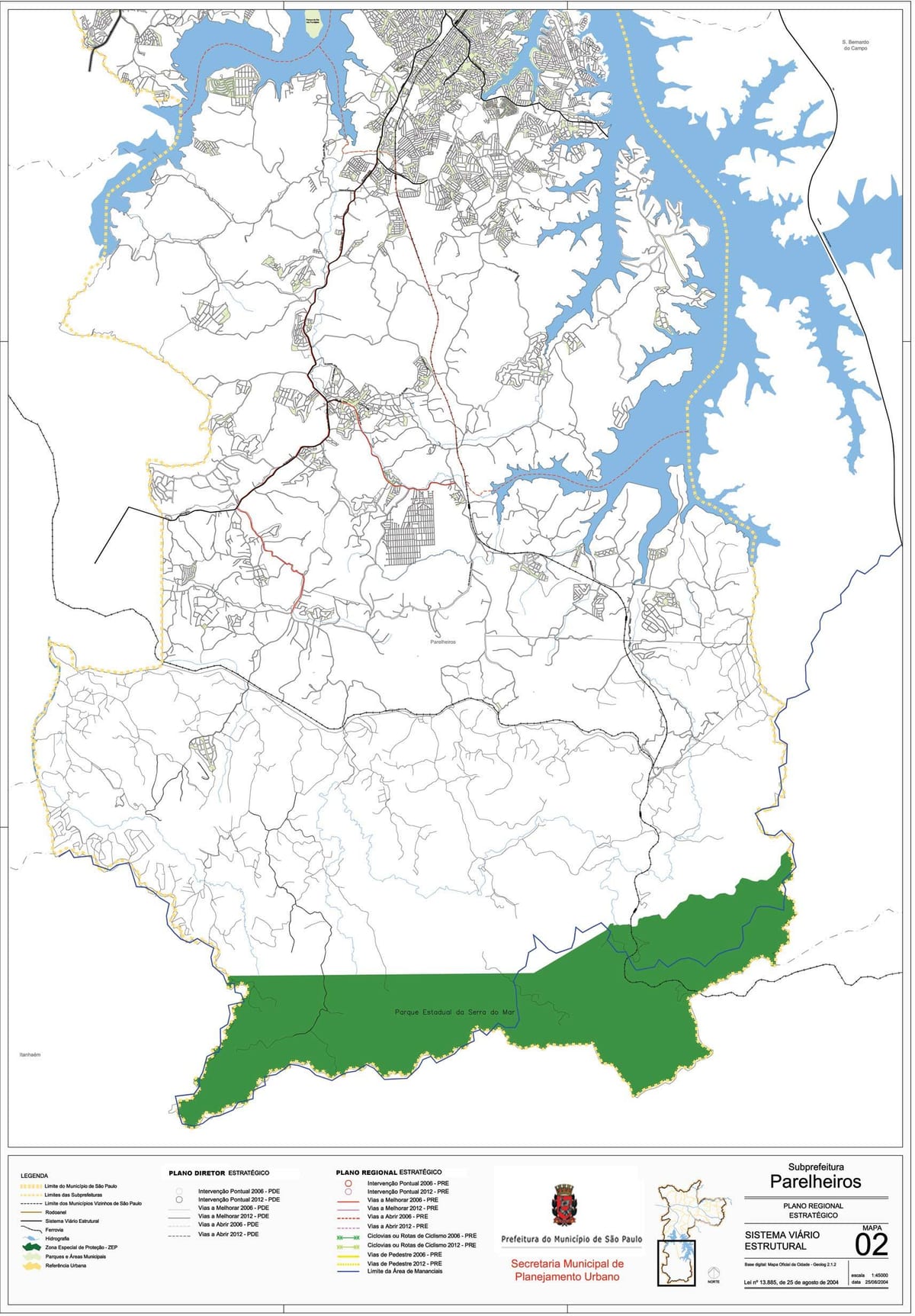 નકશો Parelheiros સાઓ પાઉલો - રસ્તાઓ