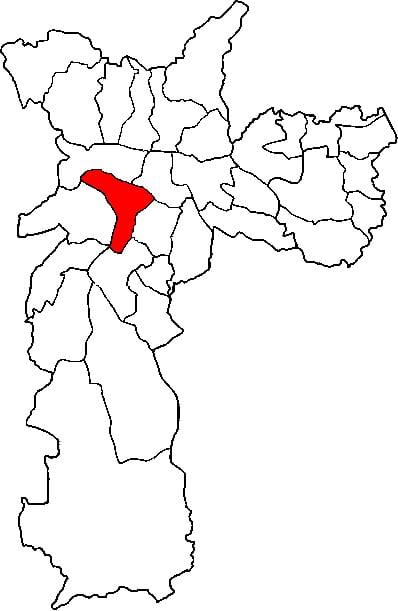 નકશો Pinheiros પેટા-પ્રીફેકચર સાઓ પાઉલો