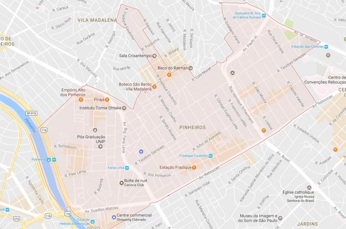 નકશો Pinheiros સાઓ પાઉલો