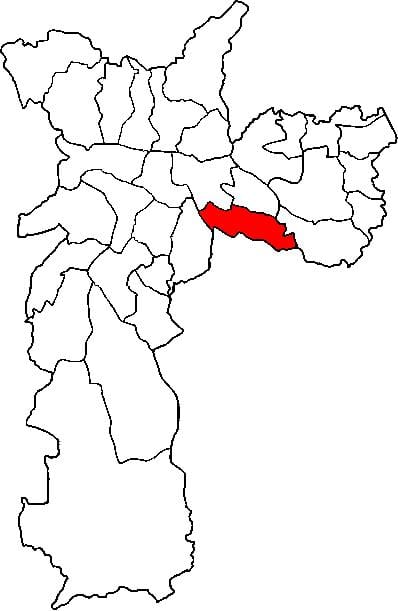 નકશો Vila Prudente પેટા-પ્રીફેકચર સાઓ પાઉલો