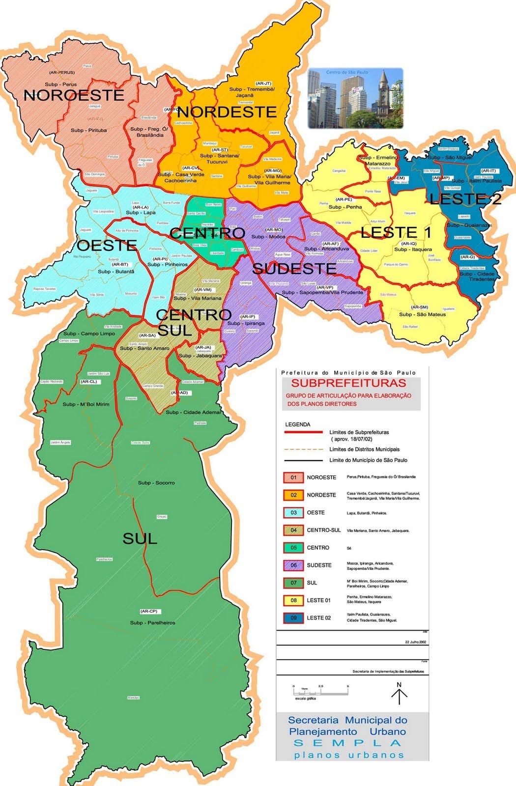 નકશો zonas સાઓ પાઉલો