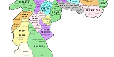 નકશો પેટા-prefectures સાઓ પાઉલો