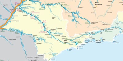 નકશો સાઓ પાઉલો નદીઓ
