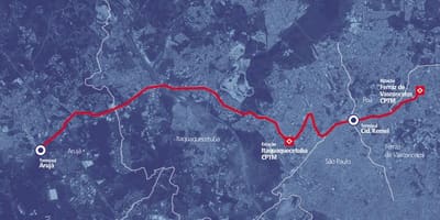નકશો corredor BRT metropolitano Perimetral અલ્ટો Tietê