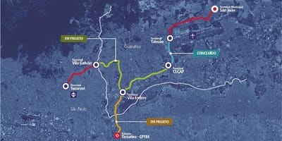 નકશો corredor Metropolitano Guarulhos - Tucuruvi